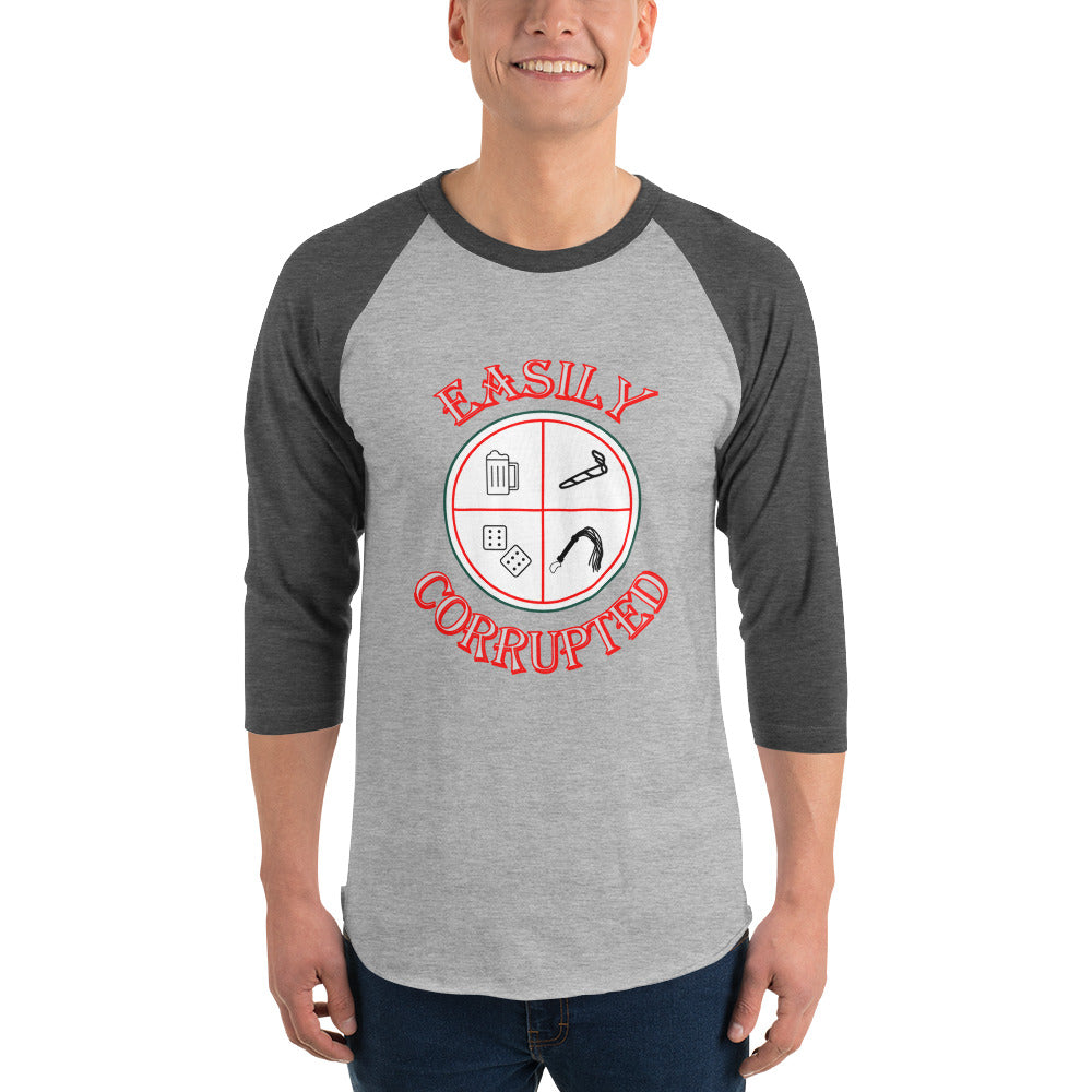 Easily Corrupted 3/4 sleeve raglan shirt