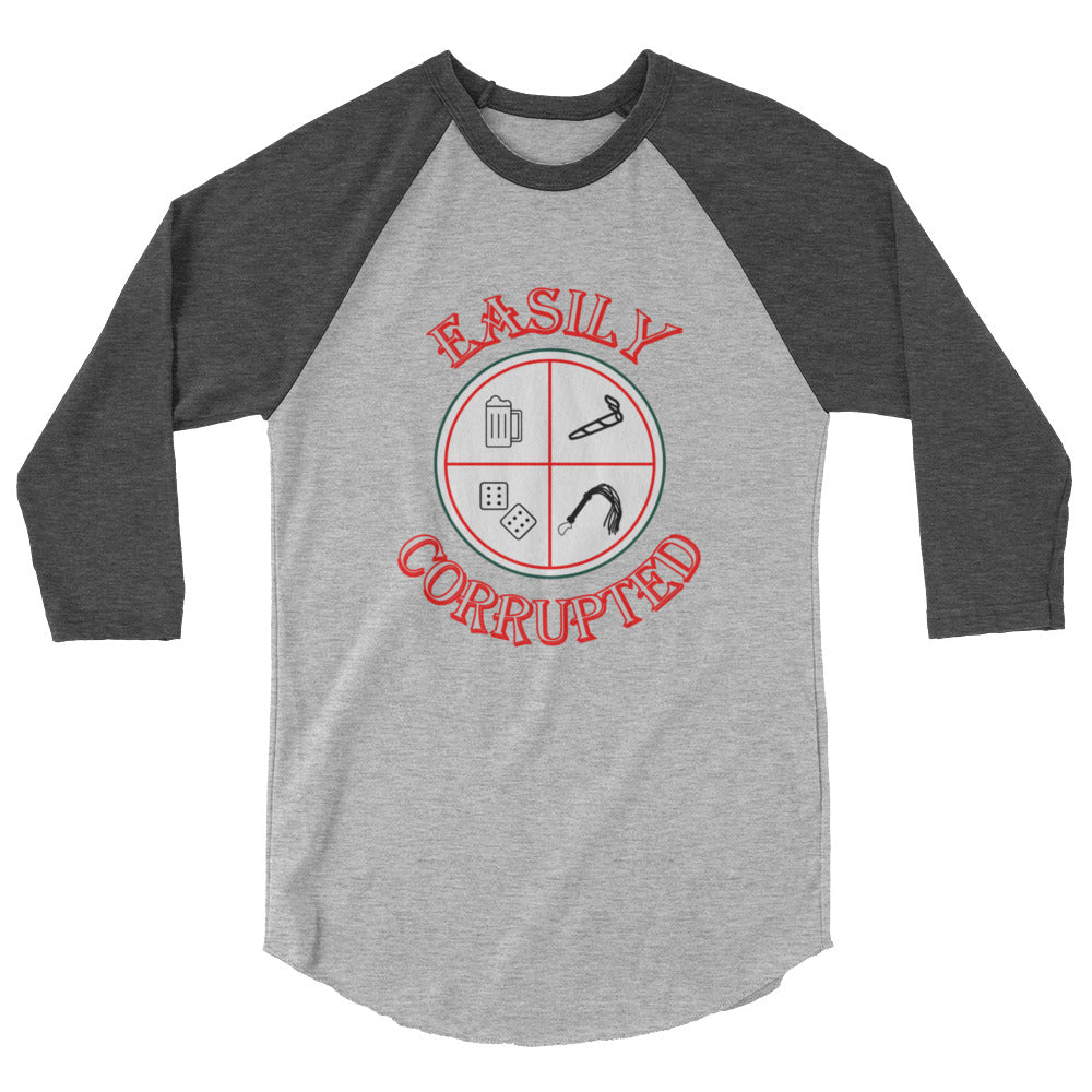 Easily Corrupted 3/4 sleeve raglan shirt