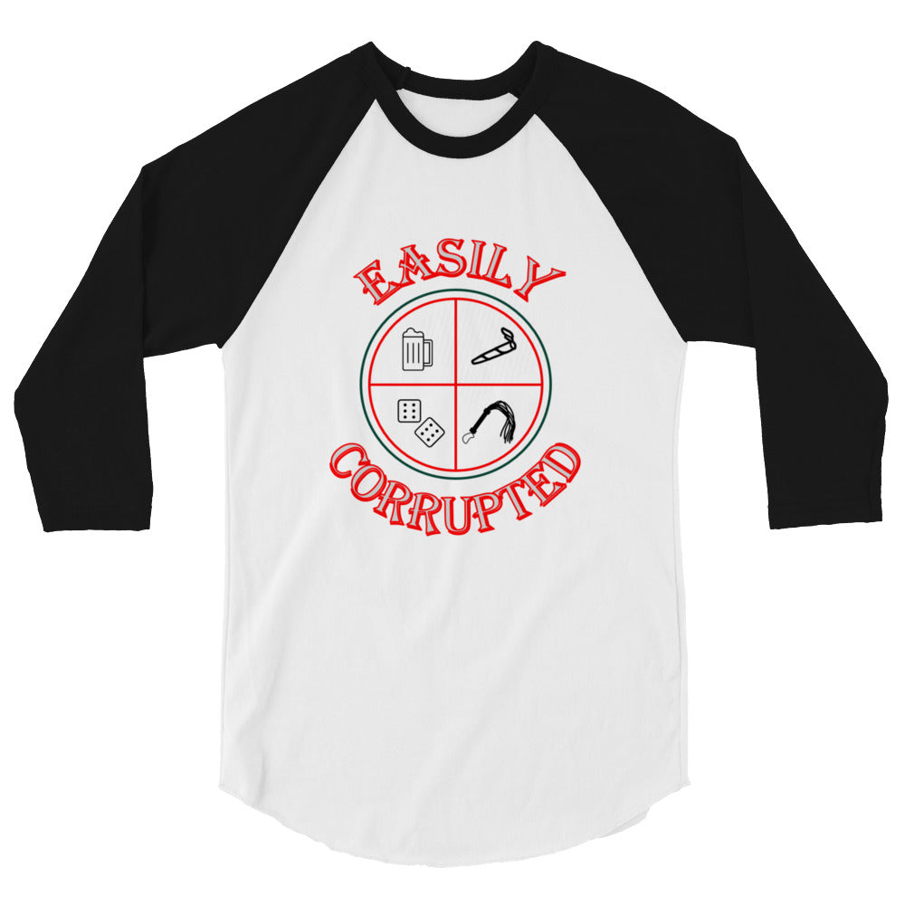 Easily Corrupted 3/4 sleeve raglan shirt