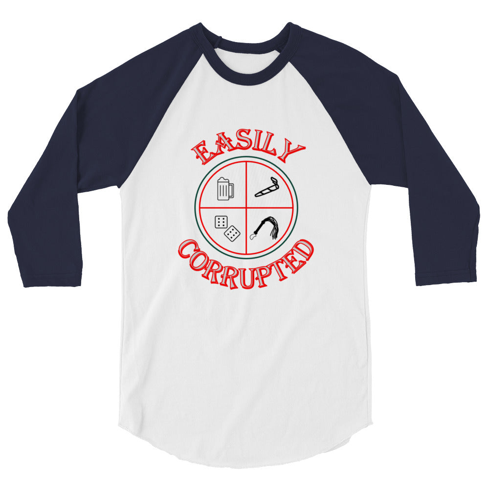 Easily Corrupted 3/4 sleeve raglan shirt
