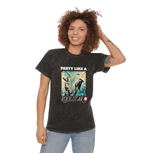 Party Like A Rockstar Unisex Mineral Wash T-Shirt by Easily Corrupted