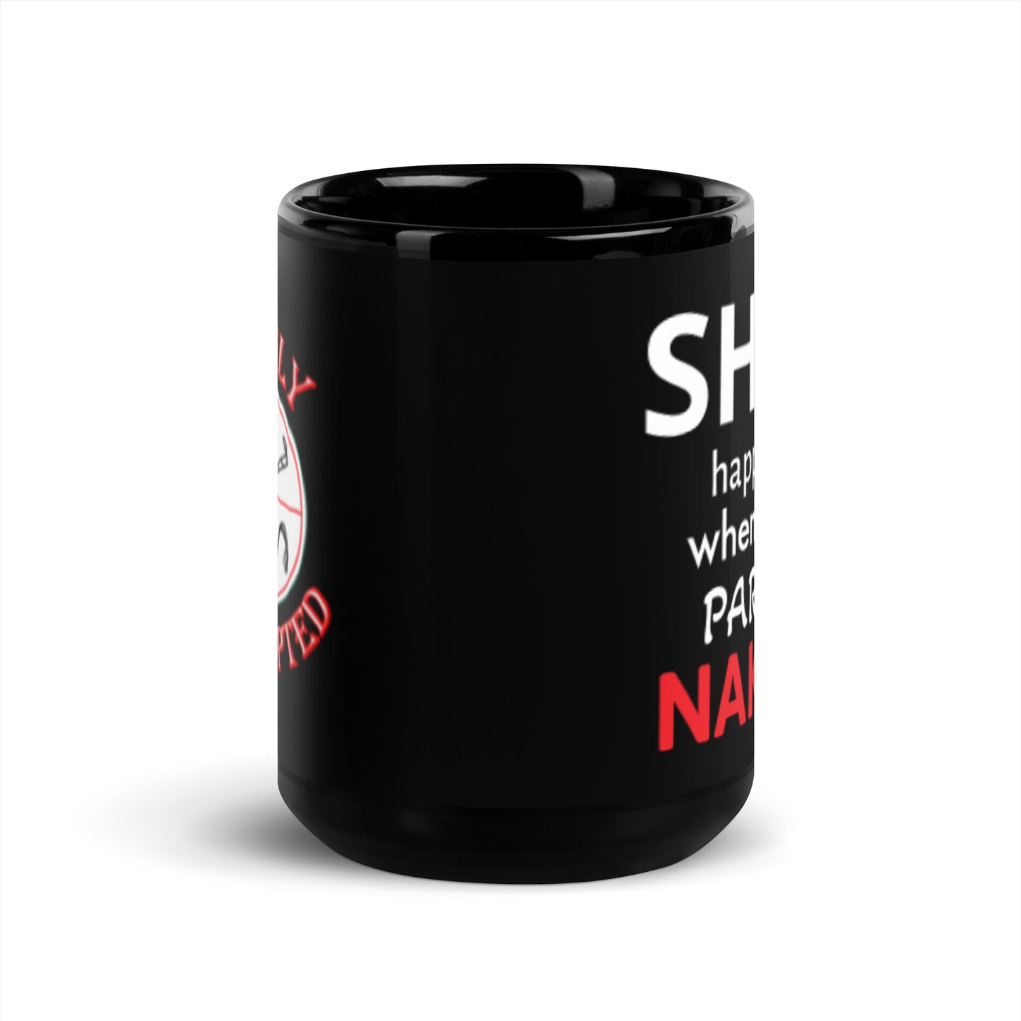 Sh*t Happens Black Glossy Mug by Easily Corrupted