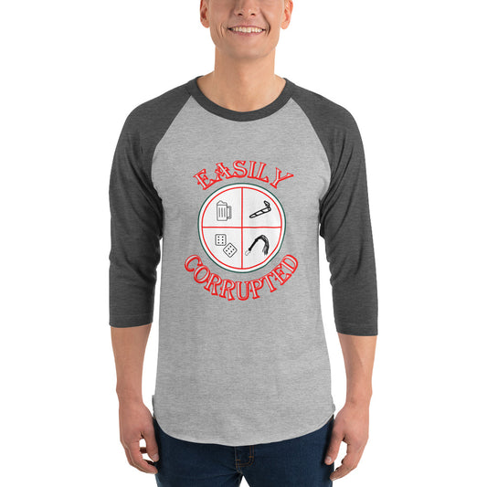 Easily Corrupted 3/4 sleeve raglan shirt