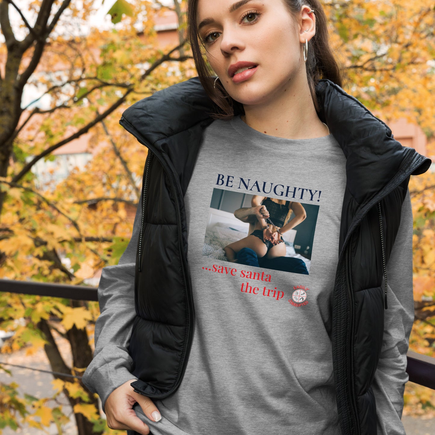 Be Naughty Long Sleeve Tee by Easily Corrupted