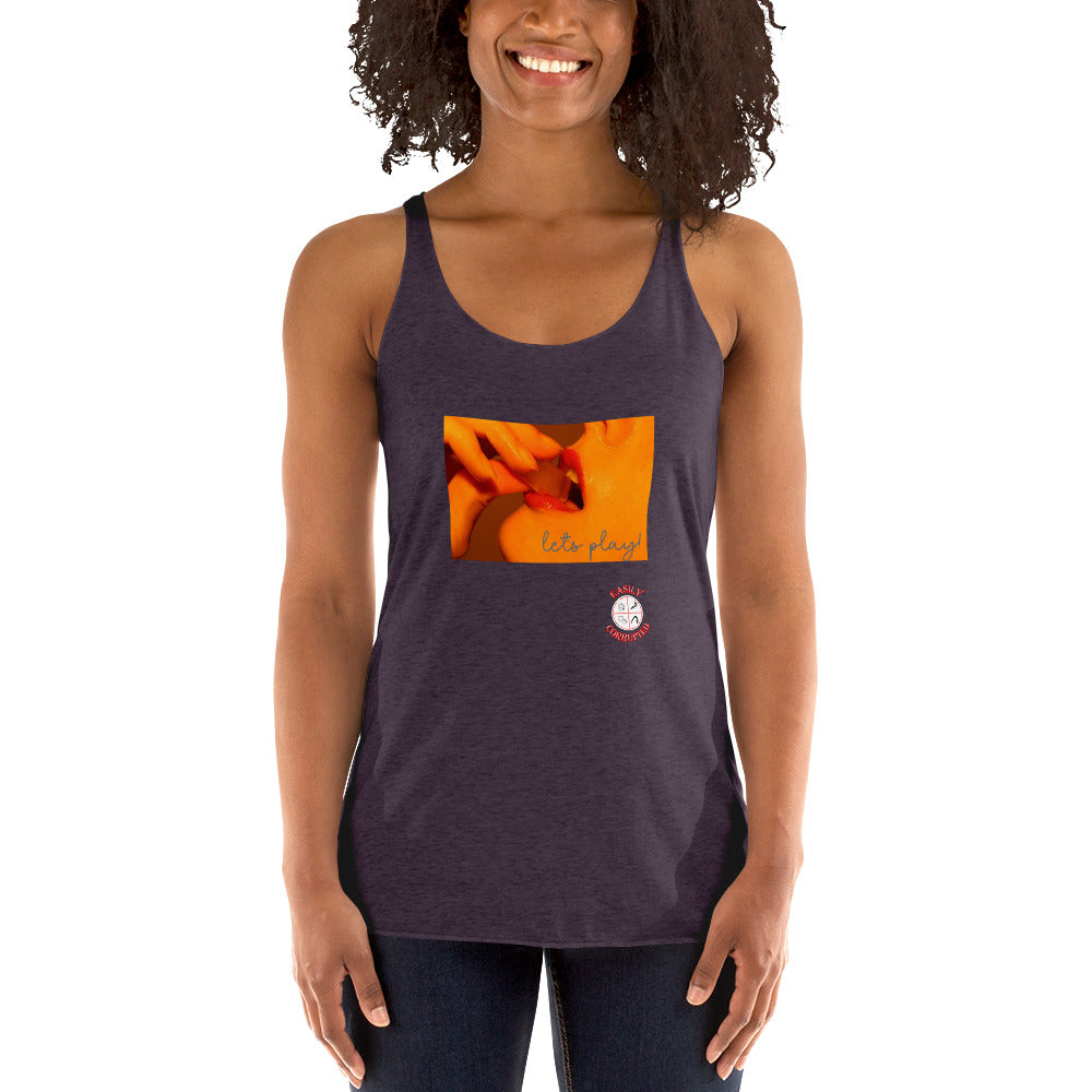 Let's Play! Women's Racerback Tank by Easily Corrupted